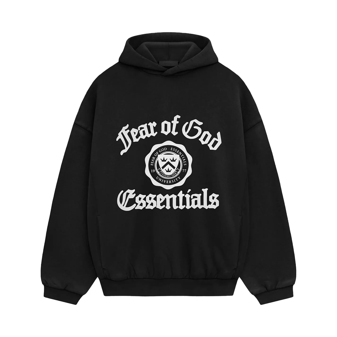 FEAR OF GOD ESSENTIALS HEAVY FLEECE VINTAGE SHRUNKEN HOODIE BLACK 192HO246210F