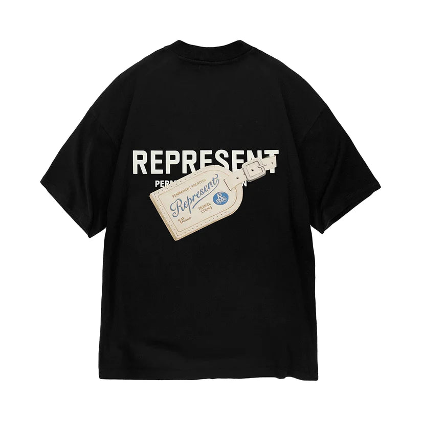 REPRESENT LUGGAGE TAG T-SHIRT JET BLACK