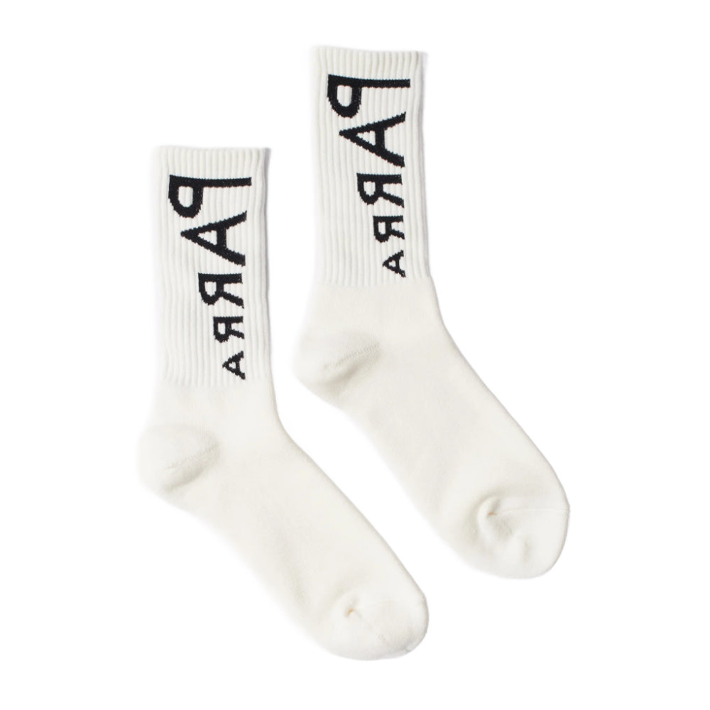 Reversed flag logo crew socks White