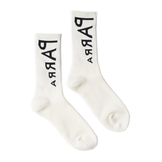 Reversed flag logo crew socks White